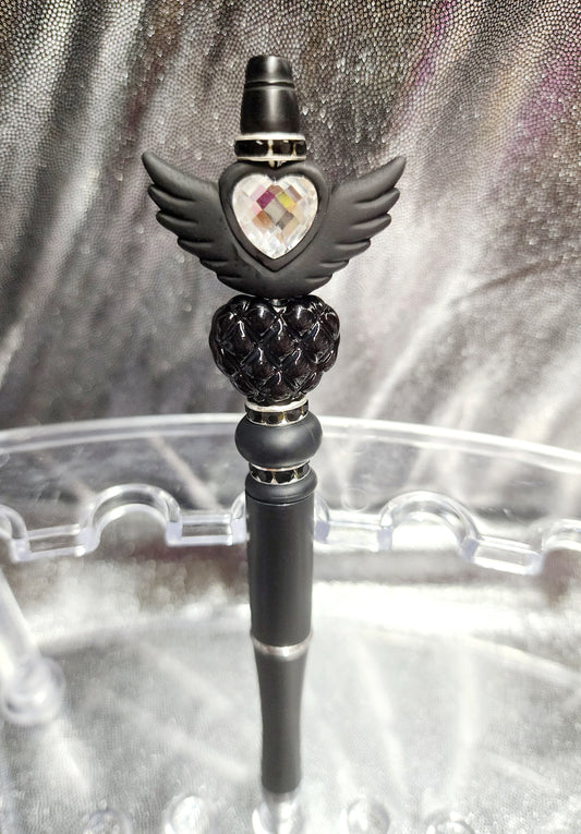 BLACK OUT WINGS WITH BLING HEART